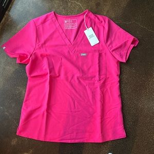 Figs - Catarina One Pocket Scrub Top - Limited Edition Color - Shocking Pink